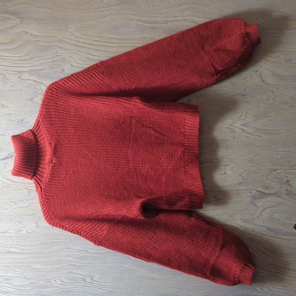 Zaful Woman's Cropped Turtleneck Knit Sweater Tan Brown Medium Pullover Casual - Picture 7 of 9